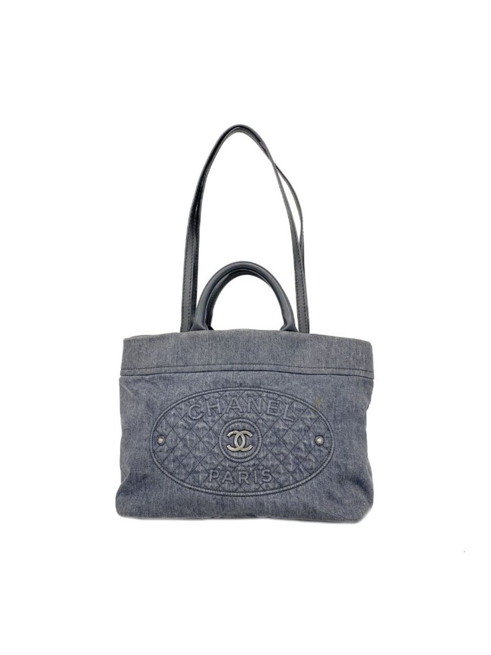 Chanel Handbag Denim Gray Silver 2-Way Bag